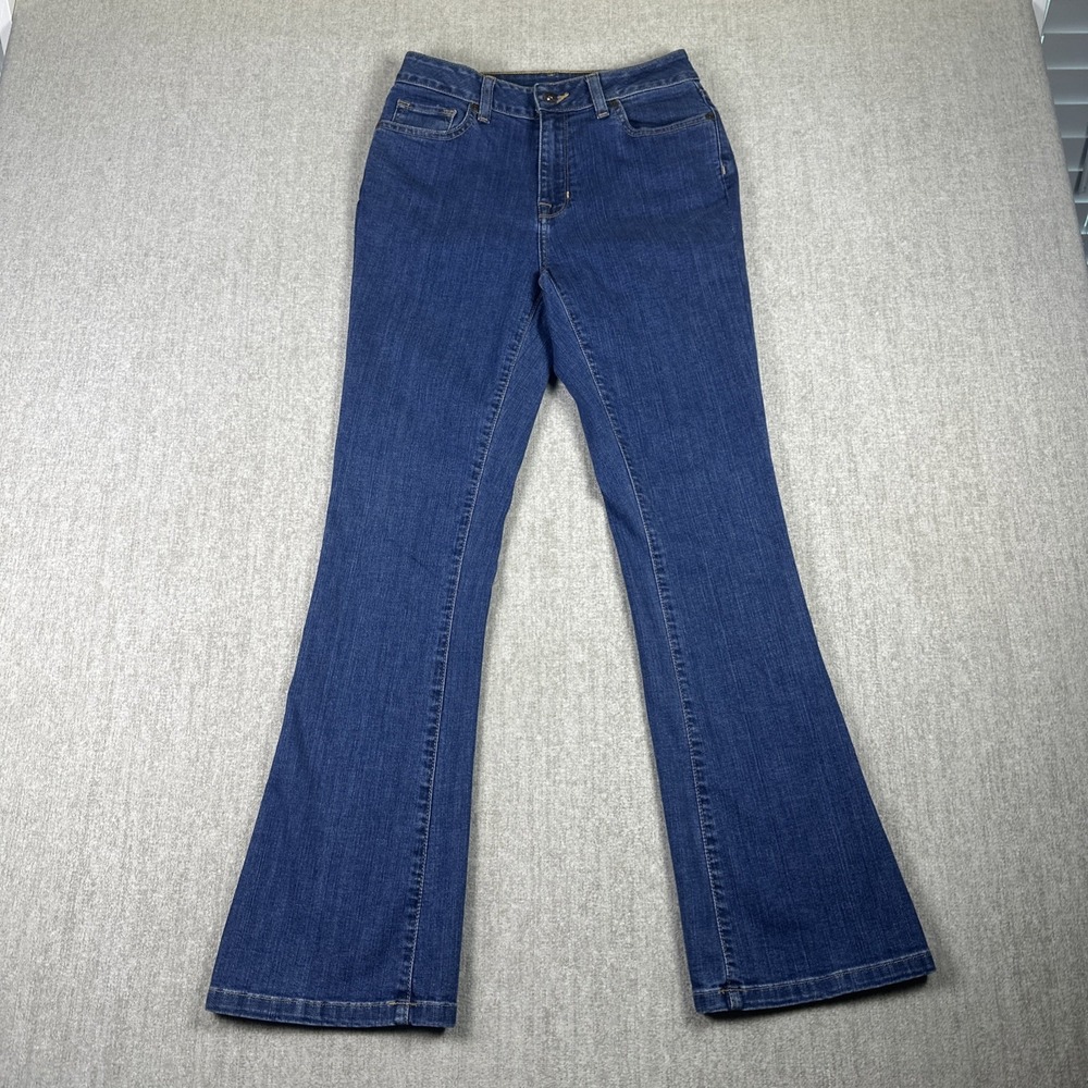 LL Bean Jeans Women 4 Blue Classic Fit Flare Dark Wash Stretch Denim